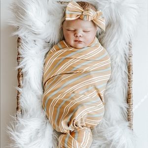 Mustard Striped Baby Swaddle Set